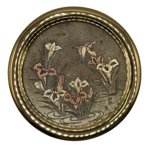 Art of Chokin 24k Gold Trim Hummingbird Porcelan Trinket Box Jewelry Bowl w/ Lid